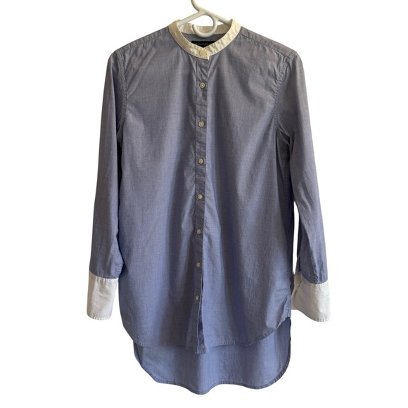 Banana Republic Collarless Buttondown Tunic Top, Size S - Picture 2 of 8
